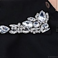 Miniatyrbillede 2 af 5: Dame Kvinder Vanddråbe Imitation Krystal Chiffon Falske Kraver Smykker Rhineston Hvid White