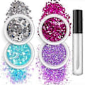 Miniatyrbild 1 av 5: 4 Ask Glitter Paljettset Glitterkit Smink Glitter Ansiktsglitter Kroppsglitter Paljett Nagelglitter Paljetter för Naglar Ansikte Set of 2
