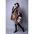 Miniatyrbillede 3 af 5: Dame Poncho Sjal Vintage Varm Åben Front Wrap Cape Reversible