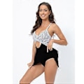 Miniatyrbillede 5 af 5: Dame Badedragt Badetøj med Skørt Udhulet Udskæring Badedragt Mavekontrol Badekåbe med Boyshort Sort XL Black XL