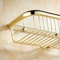 Miniatyrbillede 5 af 5: Polerede guld anti-rust badeværelseshylde brusebad caddy, vægmonteret rektangulær B