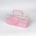 Miniatyrbillede 1 af 3: Opbevaringsboks med tre lag til kosmetik, lyserød farve