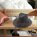 Miniatyrbild 4 av 5: Western Cowboy Hatt Solhatt Läder för Kostymtillbehör Semester Utomhus Camping (kaffe)