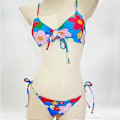 Miniatyrbillede 4 af 5: Dame Split Badedragt G-streng Komfortabel 2-delt Stropløs Svømmedragt Wrap Højbenet Strandtøj Halterneck String Bikini Sæt Tryk på hvid M Printing on white M