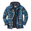 Miniatyrbillede 1 af 4: Quiltet Tyk Plaid Langærmet Løs Jakke Herre Hoodie Quiltet Foret Flanel.2XL.Blå Blue 2XL