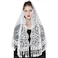 Miniatyrbilde 1 av 5: Kvinne Mantilla Slør Blondekant Gjennomsiktig Sjal for Bryllup Kirke Mantilla Pustende Sjal Slør Bryllup Mantilla Hvit White