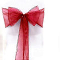 Miniatyrbild 3 av 5: Organza Stolsöverdrag Bred Tyll Rosett Band Båge Bröllopsfest Wine Red 100 Pcs