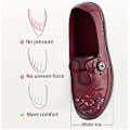 Miniatyrbillede 4 af 5: Dame Flade Slip-ons Bløde Sko Komfort Broderede Sko Daglige Flade Hæl Rund Tå Elegant Casual Gummisko Loafer.37.