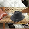 Miniatyrbillede 5 af 5: Western Cowboy Hat Solhat Læder til Kostumetilbehør Ferie Udendørs Camping (sort)