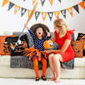Miniatyrbillede 4 af 5: 4 Halloween Pudebetræk, Orange og Sort Pudebetræk, H