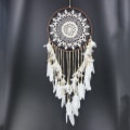 Miniatyrbillede 5 af 5: Boho Drømmekatcher med Lys - Stor Hvid Fjer Macrame Væghæng