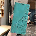 Miniatyrbillede 5 af 5: For Honor 400 Lite Etui Wallet Stand Præget Trekantmønster Læder Telefon Flip Cover Green