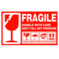Miniatyrbillede 1 af 4: Fragile-mærker 300 stk., (6\" X 3?\") Store Fragile Håndter med Forsigtighed