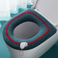 Miniatyrbillede 4 af 5: WC sæder, WC sædebetræk blødt varmt badeværelsespudebetræk vaskbare puder 1 stk, GRÅ