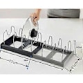 Miniatyrbillede 4 af 5: Justerbar Plastiklåg Organizer til Køkkenredskaber, Gryder, Tallerkener og Skærebrætter, Ideel til Skuffeopbevaringsløsninger