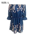Miniatyrbillede 2 af 5: Dame Casual Blomsterprint Off Shoulder Trompetærme Swing Kjole (style6072)