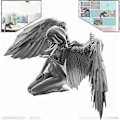 Miniatyrbillede 4 af 5: Skrivebords Resin Ornament Kvinde Vinger Engel Skulptur Bord Knælende Statue Dekoration Sølv