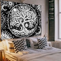 Pikkukuva 4 / 5: Elämänpuu (180x230cm) Musta kuu ja aurinko -seinavaate Psykedeelinen