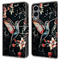 Miniatyrbillede 1 af 5: Læderetui med mønstertryk, pung, stativ og flip-cover til Samsung Galaxy S25 Edge Green Magpie