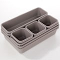 Miniatyrbillede 1 af 5: 8-delt sammenlåsbart skuffeorganisator, plastik opbevaringsskuffeopdeling, velegnet til køkkenkosmetik, tøj, smykker, håndværk, grå