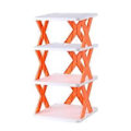 Miniatyrbilde 1 av 5: Sko Hylle Enkel Installasjon Gratis DIY Kombinasjon Stabelbar Spar Plass Utsparring Oppbevar Sko Flott Orange Four Layer