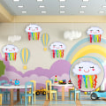Miniatyrbillede 4 af 5: 6 stk. 76,2 cm Regnbue Sky Folieballoner Regnbue Folie Mylar Balloner