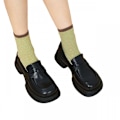 Miniatyrbillede 1 af 3: Kvinders Oxford Forår Efterår Casual Platform Sko Sort Læder Loafer Sko.39.