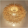 Miniatyrbilde 3 av 4: Rattan Hengelampe, Justerbar Fuglerede Lysekrone, Soverom
