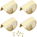 Miniatyrbillede 2 af 5: 4 stk. Guld Kabinets Knapper, Bladformet Kabinetsgreb, Skjult