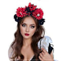 Miniatyrbillede 4 af 5: Hekse Kranie Djævel Rose Hårbøjle Mørk Blomst til Karnevaler Fest Håndlavet Gotisk Festkostume Djævel Sektion 1 Section 1