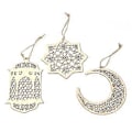 Miniatyrbillede 1 af 3: 3 stk. Husdekorationer Hjem Træ Eid Mubarak Ornament Eid DIY Hængende Eid Mubarak Hængende Eid Dekorationer Hjem