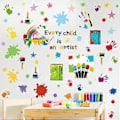 Miniatyrbild 5 av 5: Färgglada Inspirerande Väggdekaler Motiverande Fras Väggdekaler Positiva Uttryck Bokstäver Dekal Färgstänk Handavtryck Väggdekaler för Barn G