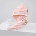 Miniatyrbillede 5 af 5: Tykkere Hårtørringshætter Super Absorberende Hurtigtørrende Koraller Fløjl Badehatte Tykkere Vaskeklud Badeværelse Pink Pink