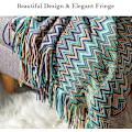Miniatyrbillede 4 af 5: Boho Kastanbløde Tæpper Udendørs Strikket Tassel Tæpper, (Blå 50x60