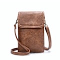 Pikkukuva 1 / 5: Karamellin värinen, kuumaa myyvä naisten nahkainen puhelimen crossbody-laukku, t