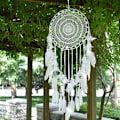 Miniatyrbillede 2 af 5: 1 stk. Stor Boho Dreamcatcher Hvid Fjer Macrame Vægophæng Vi