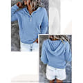 Miniatyrbillede 3 af 4: Dame Knap Front Hættetrøje Pullover Langærmet Efterår Vinter Sweatshirt Top SweaterM( style1910)