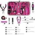 Pikkukuva 5 / 5: Pink Tools 23-osainen naisten kotikäyttöön tarkoitettu työkalusarja, jossa on mittanauha, leikkuupihdit, hylsyt ja ruuvimeisseli tee-se-itse-töihin ja kodin korjauksiin toimistoon