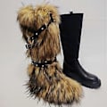 Miniatyrbilde 4 av 5: Fuskepels Leggvarmere for Kvinner Gothic Punk Nagle Leggsele Fuzzy Plysj Snøstøveltrekk Sokker for Fester og Hverdagslig bruk Teddy brun nagle st Teddy brown rivet st