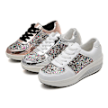 Miniatyrbillede 2 af 3: Kile Sneakers til kvinder, skinnende snørebånd kile sko, åndbare højdeforøgende sko træsko.40.sliver
