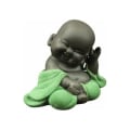Miniatyrbilde 1 av 4: Buddha Smilende Skulptur Liten Liten Babymunk Ornamenter Gave Grønn