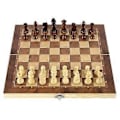 Miniatyrbild 2 av 5: 3 i 1 Schack Dam Backgammon Spelset med Hopfällbar Träbräda för Förvaring, Portabelt Resepussel Brädspelskombinationsset för Barn & Vuxna
