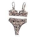 Miniatyrbild 4 av 5: Bikini Set Axelbandslinne Högmidjade Brasilianska Badkläder Strand Resa Baddräkt Tankini (Leopard L) Leopard L