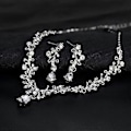 Miniatyrbillede 4 af 5: Klar Krystal og Cubic Zirconia Halskæde og Øreringe Smykkesæt til Kvinder Bryllupstilbehør
