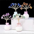 Miniatyrbillede 4 af 5: Kreativt Krystal Penge Træ med Faux Agat Skiver Base FengShui Bonsai Ædelsten Ornament Dekoration 7