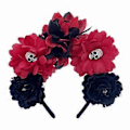 Miniatyrbillede 1 af 5: Hekse Kranie Djævel Rose Hårbøjle Mørk Blomst til Karnevaler Fest Håndlavet Gotisk Festkostume Djævel Sektion 1 Section 1