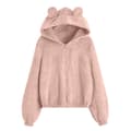 Oversized stickad sweatshirt-kofta med huva för dam - Rosa - Storlek M Pink M