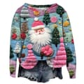 Jule sweatshirt til kvinder med print, lange ærmer, afslappet crewneck pullover, style 3 - størrelse S S