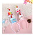 Miniatyrbillede 3 af 5: Blå Happy Birthday hovedbånd, tiara med minihat til fødselsdag, c