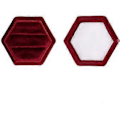 Miniatyrbild 3 av 4: Hexagon Sammets Dubbla Fack Ring Arvaskrin Förlovningsringask Förslagask Ringvisningshållare (Röd)
